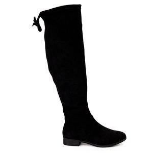 High boots with tie & zipper